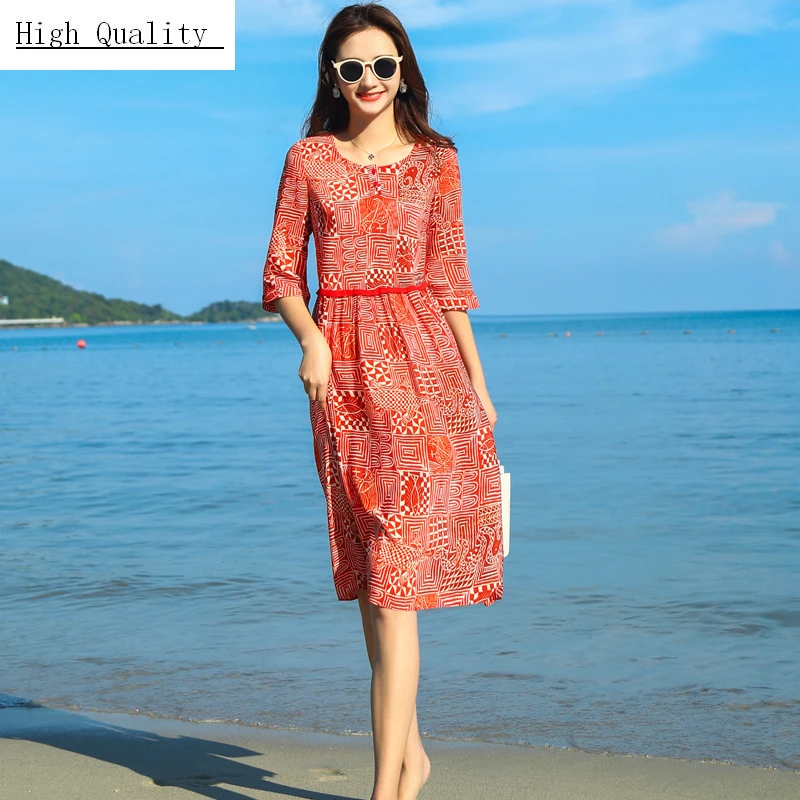 Real Silk Women Long Summer Dress Print Midi Dress Beach Maxi Party Dresses Elegant Red Vestidos Clothes 2020 LWL1543
