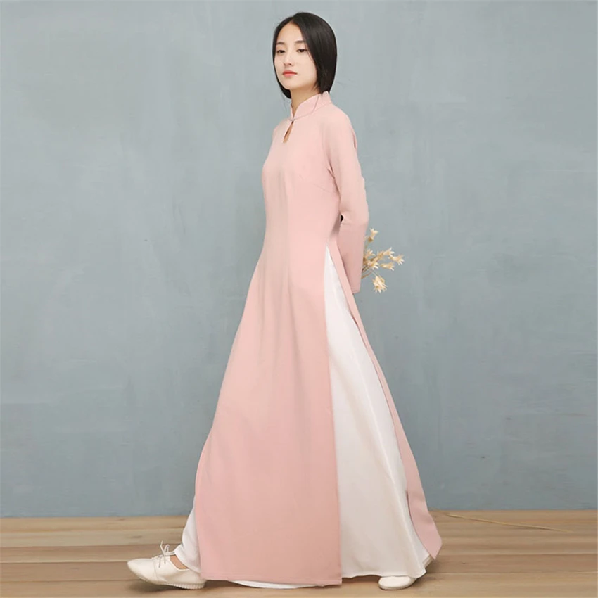 Изящное платье для женщин 2021 Новинка аозай Чонсам дизайн во Вьетнаме Ципао