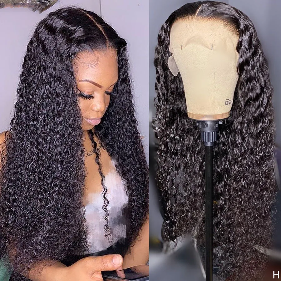 Kinky Curly 180% Remy Brazilian Human Hair Lace Front Wig For White/Black Women With Babyhair Natural Hairline Glueless Can Dye