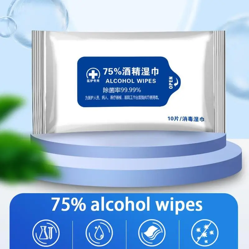 

10sheets/Pack Portable Disinfection Antiseptic Alcohol Pads 75% Alcohol Wet Wipes Disposable Skin Cleaning Sterilization Wipes