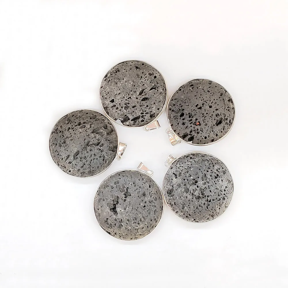 

Natural Stone Volcanic Rock Pendant 33x30mm Charming Flat stone Pendant For DIY Bracelets Necklaces Earrings Jewelry Accessories
