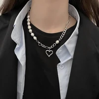 pearl love stitching necklace female light luxury niche temperament high sense clavicle chain versatile neck chain jewelry