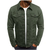 2021new single row jacket solid color jacket men slim multi pocket button workwear casual mens jacket