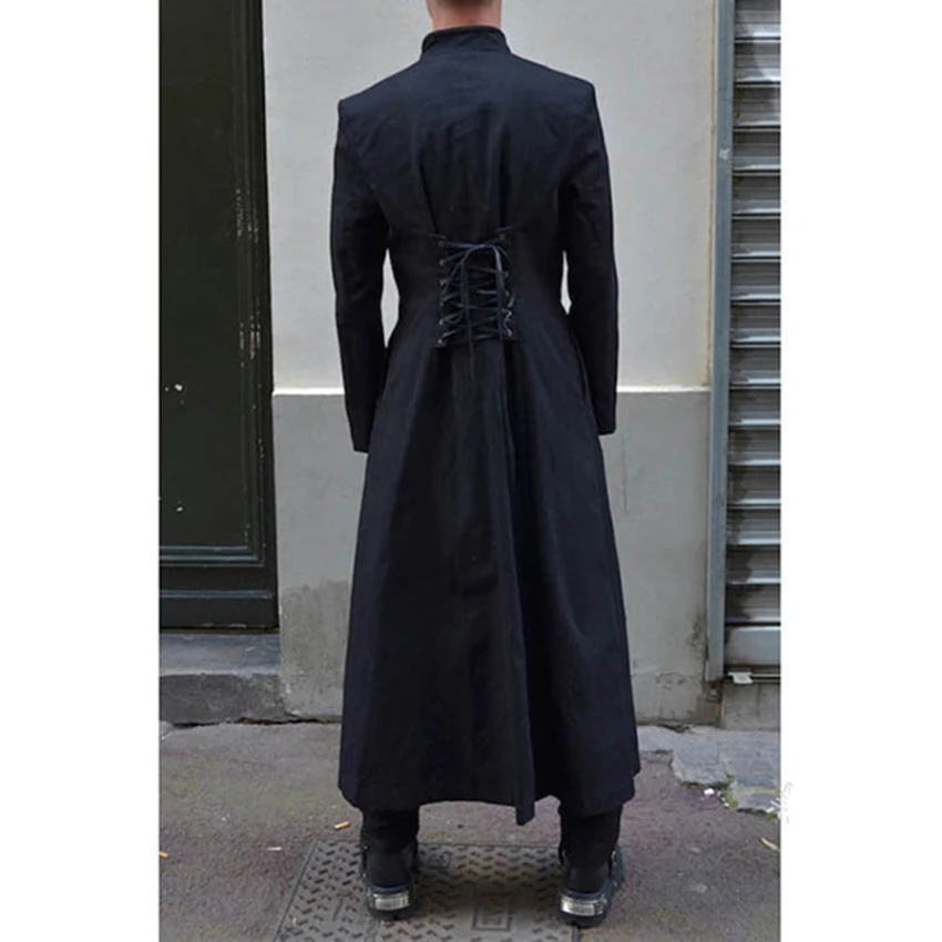 Для мужчин средневековый однотонные Цвет с длинным рукавом пальто Верхняя