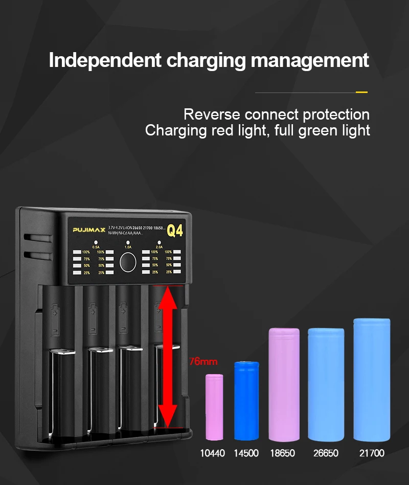 Зарядное устройство VOXLINK для аккумуляторов 18650 5 В/2 А USB-кабель быстрой зарядки 26650