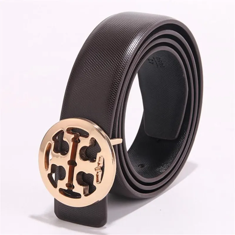 

Free shipping Women Men Tob Belt Double Classic Brass High Quality Buckle Real Genuine Leather Belts Gifts