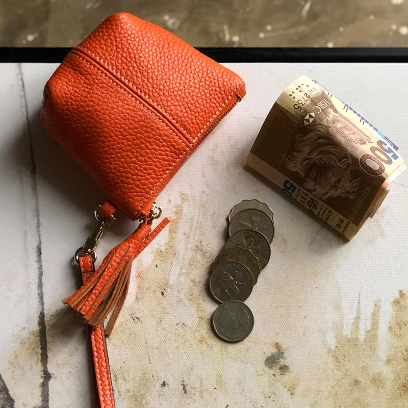 Мини кошелек с милым карманом дамская сумочка кожаный короткий на молнии для