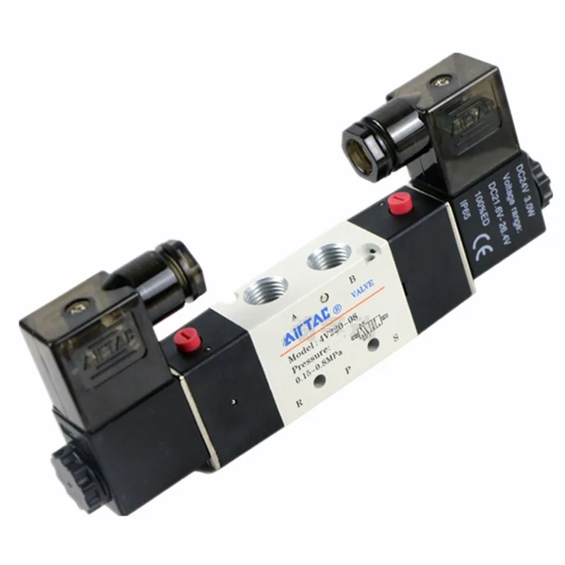 

4V220-08 original genuine pneumatic solenoid switch 5-way 2-bit 1/4" DC12V DC24V AC110V AC220V