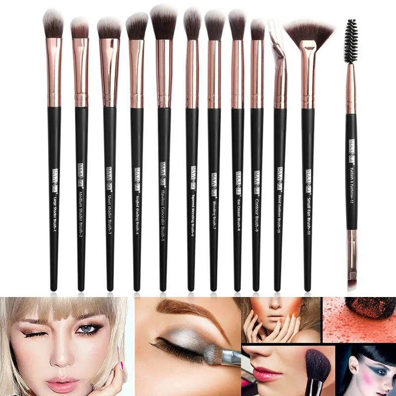 

12 шт набор кисточек для макияжа глаз тени для век, основа, косметический набор инструментов MH88