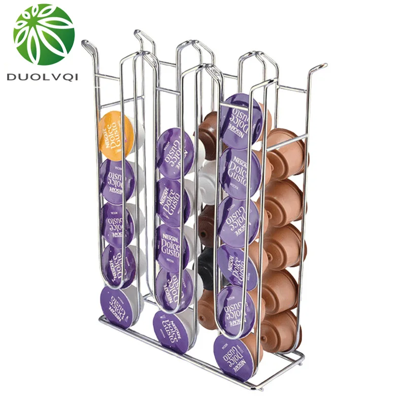 Duolvqi металлическая капсула кофейная капсула держатель башня для dolcegusto Железный хромированный дисплей стойка капсула для хранения органайзер Инструменты