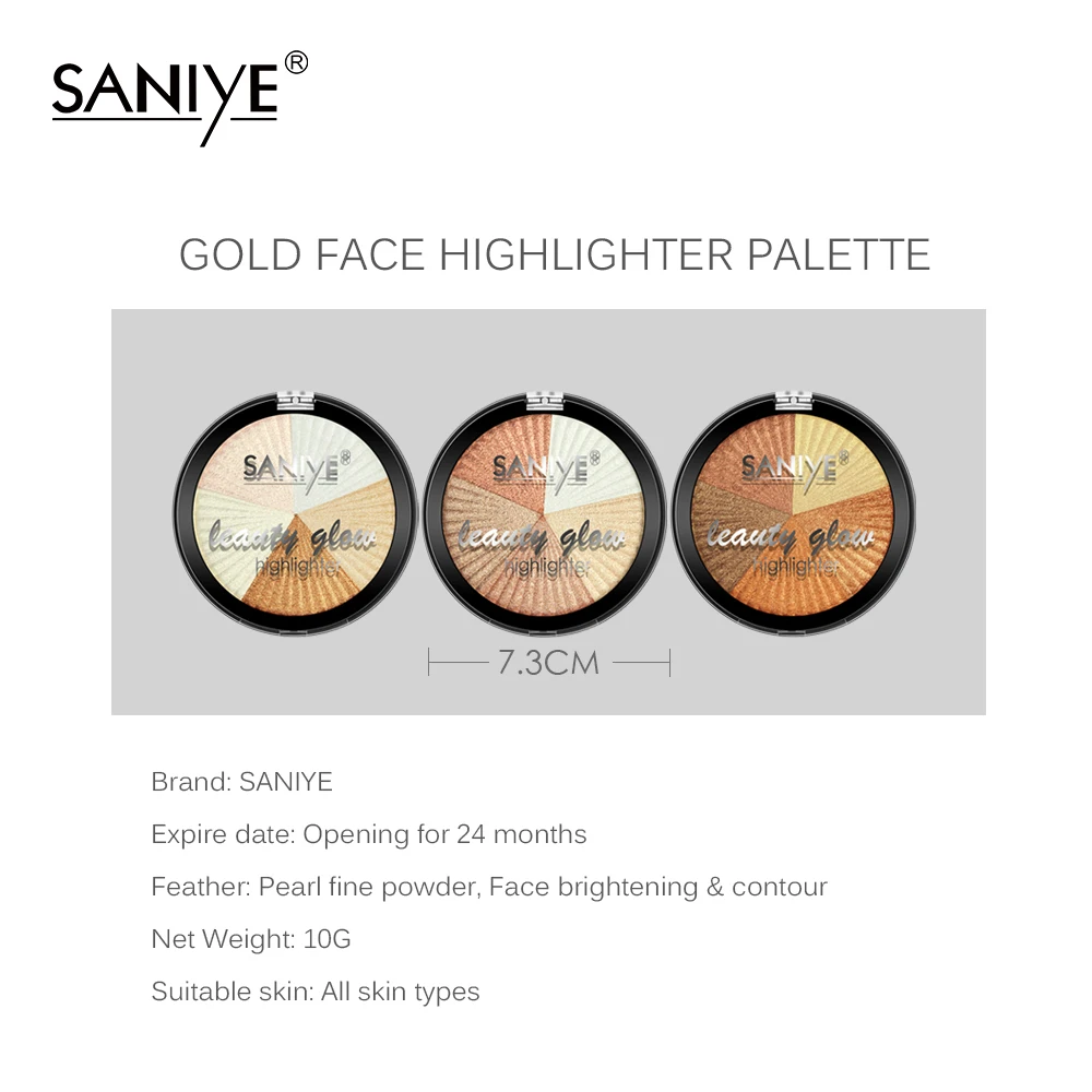 Хайлайтер SANIYE для макияжа бронзер палитра блеск лица контурного пудра основа