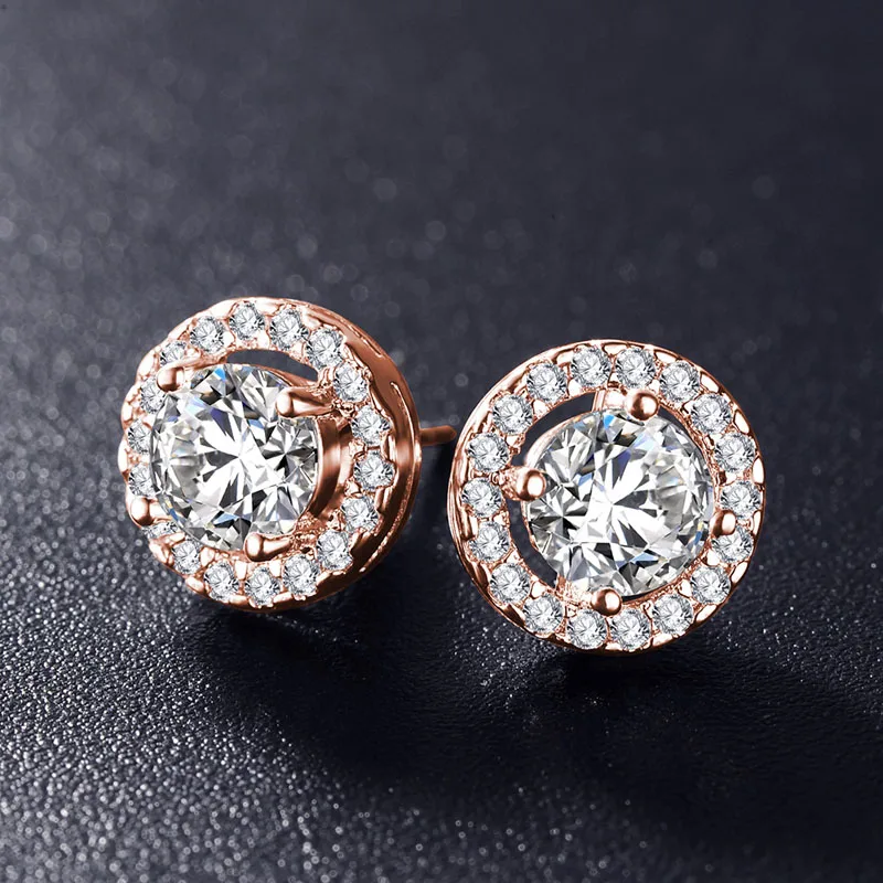 Серьги с цирконием кубической огранки розового золота для женщин Brincos Pendientes Earings