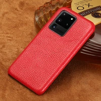genuine litchi grain leather phone case for samsung galaxy s20 ultra s7 s8 s9 s10 s20 plus a51 a50 a70 a71 a30 note 10 9 8 cover
