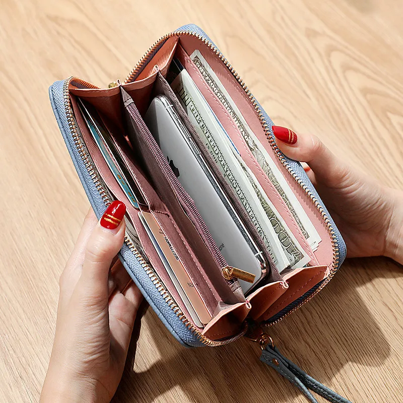 

Fashion Women Tassel Long Wallet High Quality PU Leather Ladies Purse Female Zipper Wallet Women Phone Bag Card Holder carteras