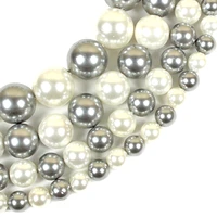white black 6 12mm pearl shell beads round loose spacer beads for necklace bracelet earring jewelry making diy pendant