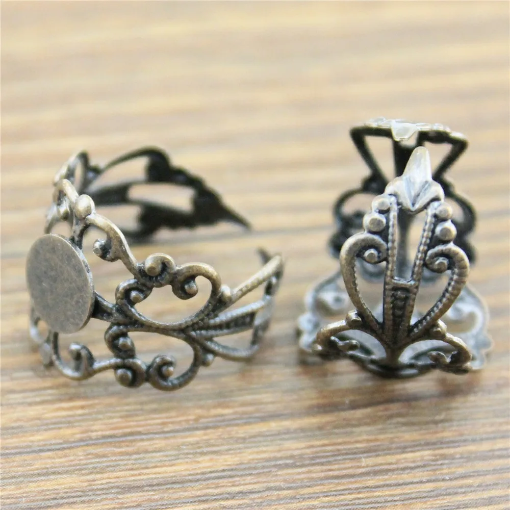 

diy charms for jewelry making pendant 8mm Round plane ring setting 5pcs