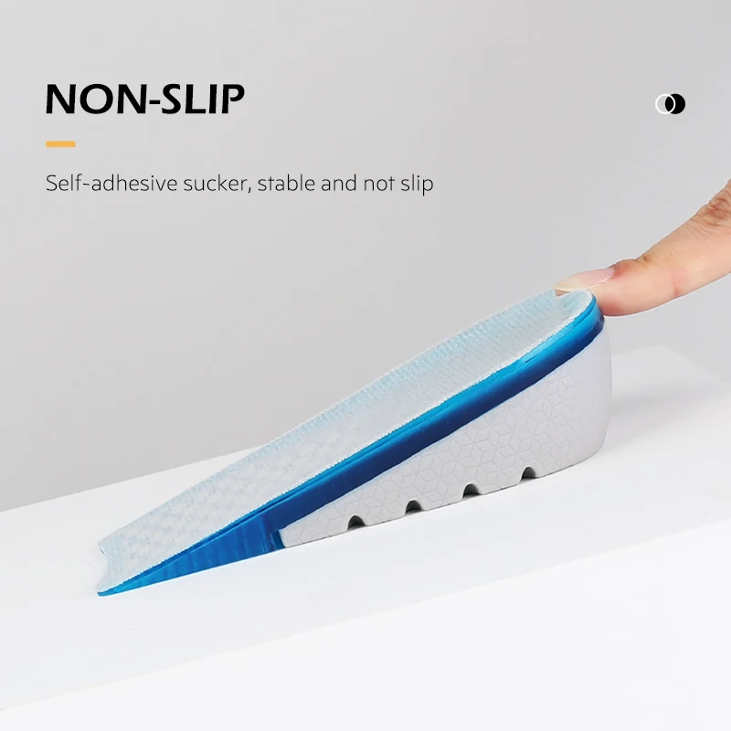 BANGNI Inner Heightened Insole TPE Jelly Gel Half Shoes Pad Invisible Massaging Feet1-3cm Lift Men Women Height Increase Insole