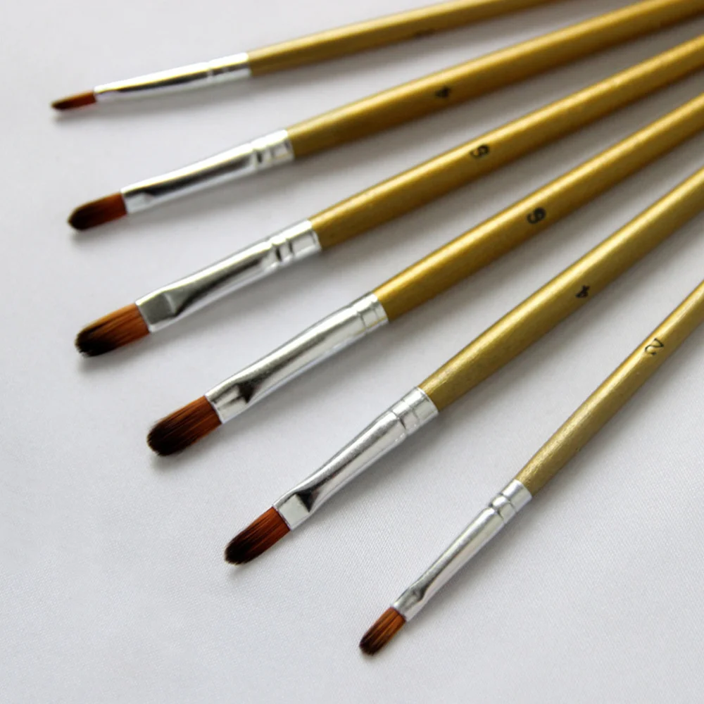 

12Pcs Paint Brushes Nylon Hair Brushes Art Flat Head Pens Painting Tool for Watercolor Oil Painting(Champagne)