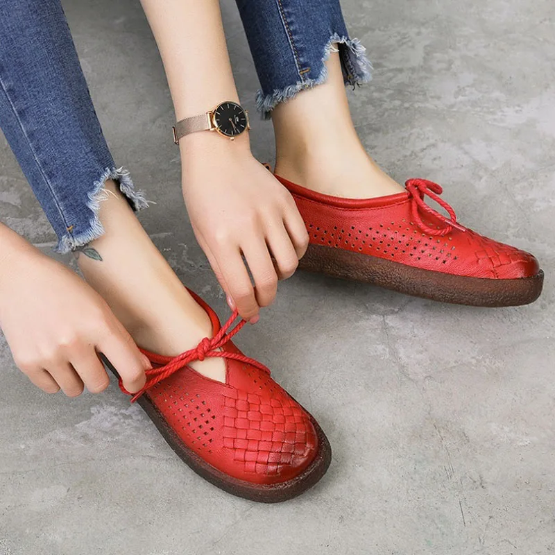 Женские туфли оксфорды DRKANOL из натуральной кожи на плоской подошве с круглым