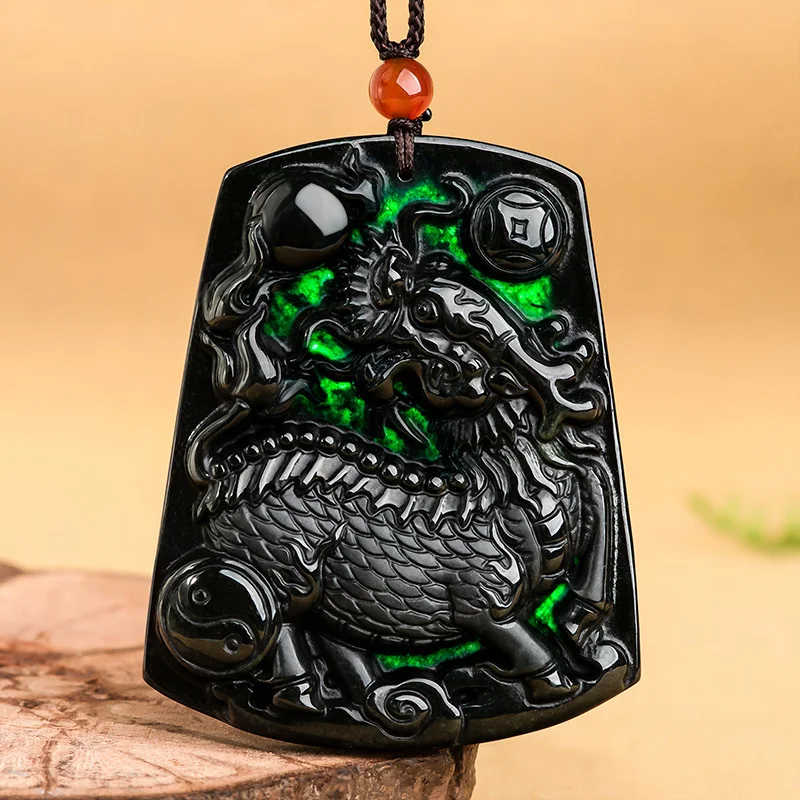 

Hot Selling Natural Hand-carve Jade Mo Yu Kylin Sends Blessings Necklace Pendant Fashion Jewelry Accessories Men Women LuckGifts