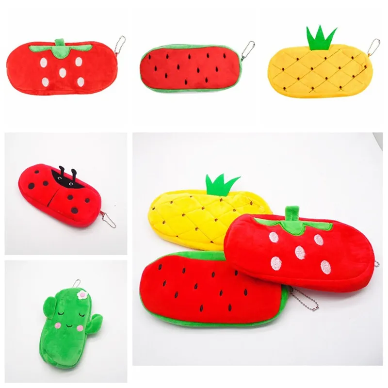 Студенческая милая плюшевая Сумка карандаш канцелярская сумка для детей арбуз