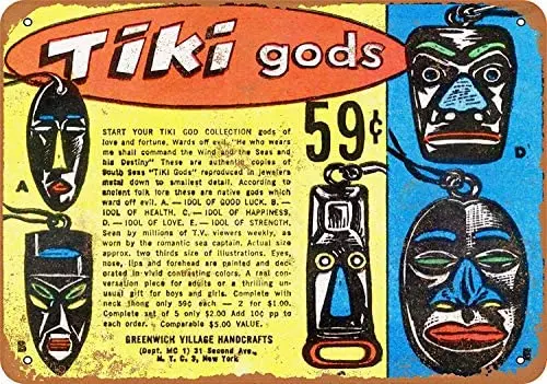 

Tiki боги Amulets Оловянная металлическая табличка Bar ретро настенный Декор постер для дома клуба таверны настенное украшение для двери