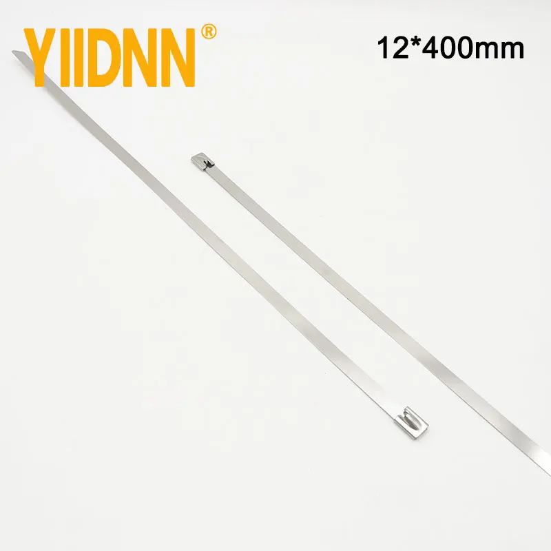 Tiras de Cabo de 100 Peças Material de Metal Laços de Zíper Correias de Calor de Escapamento Tubo de Indução 12*400 mm Aço Inoxidável Fixadores de cabo