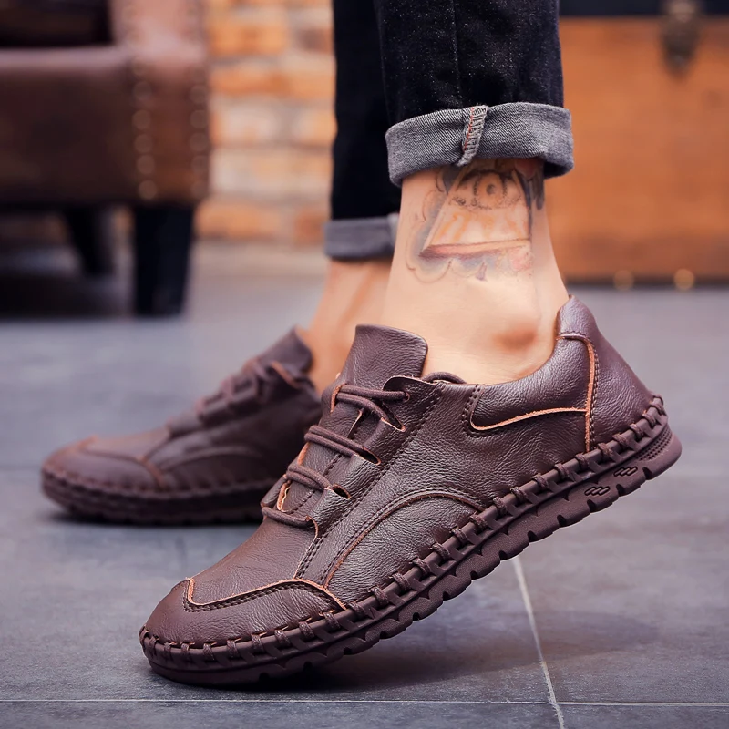 Мужские повседневные кожаные туфли мужские лоферы из натуральной кожи деловая