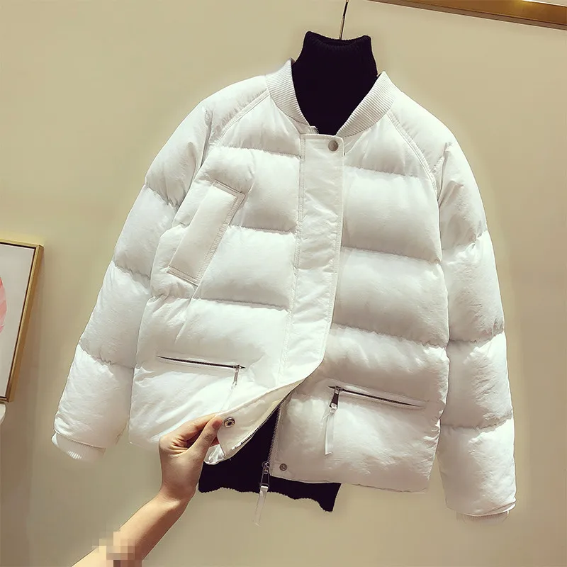 Белый B4134 новинка осень зима Женская Модная хлопковая стеганая куртка Студенческая утолщенная теплая куртка дешевая - Цвет: Белый