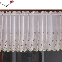 embroidered floral short curtains for kitchen valance pelmet voile curtains for living room bedroom door window blinds