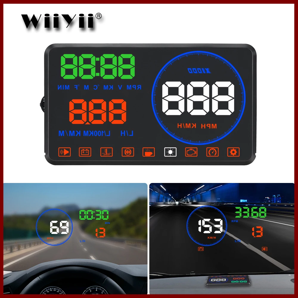 

WiiYii M9 HUD head-up display car OBD2 Digital Speedometer Error Code Clearing Speed MPH KM/H Fuel Consumption Display For Car