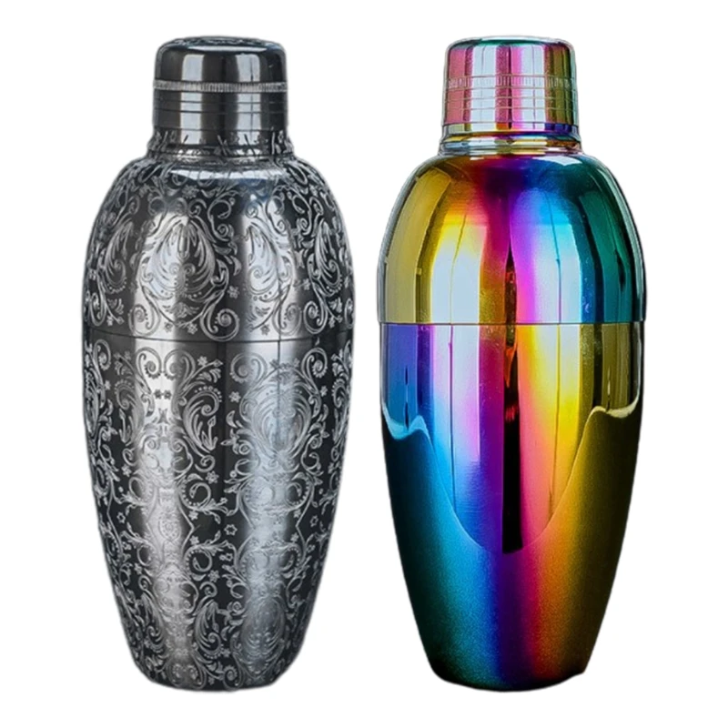 

LXAF Stainless Steel Cocktail Shaker Built in Strainer Iridescent Bar Bartender Tool
