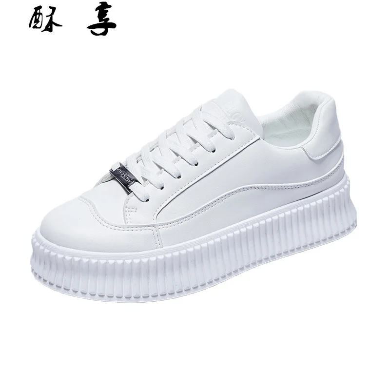 

2021 Spring New Women's Thick-soled Sneakers Lace-up Chunky Women's Sneakers Casual Comfortable Vulcanized Shoes for Woman