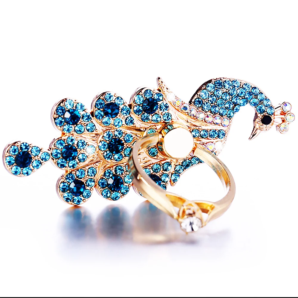 

Diamond 360 Degree Metal Holder Peacock Finger Ring for iPhone 11 XS Max XR X 8 7 6 6S Redmi K20 Pro Note 9S 8 Mi9T Stand Holder