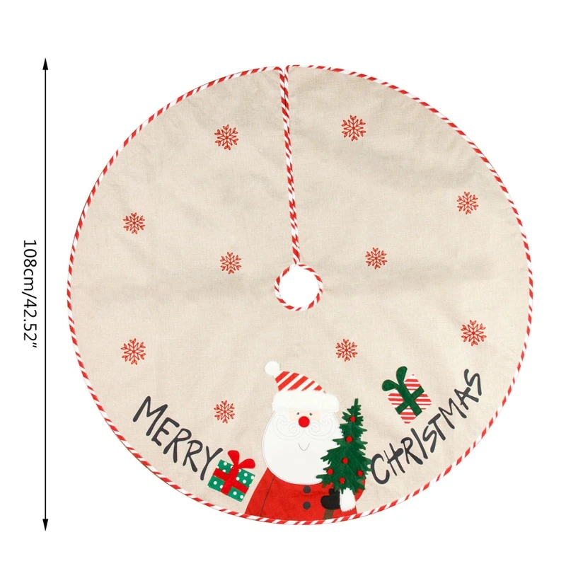

Christmas Tree Skirt with Santa Snowman Design 43 Inch Xmas Tree Skirt for Christmas Decorations Winter New Year N1HA