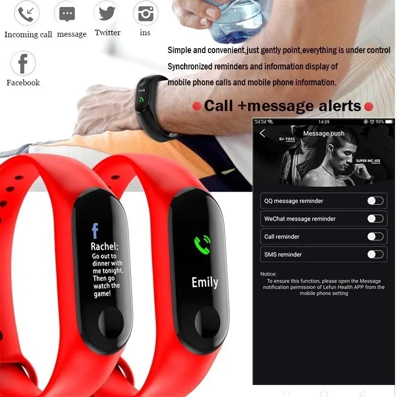 Умный Браслет информация толчок сердечного ритма шагомер монитор наружное