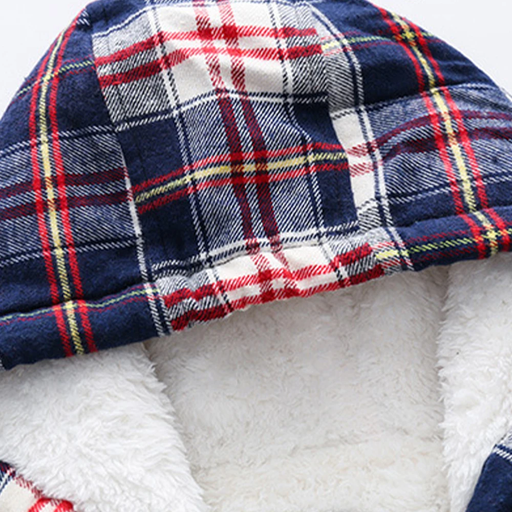 Mudkingdom Boys Shirts Hooded Winter Button Down Heavy Fleece Children Tops Fashion Plaid Kids Clothes for Boys Outerwear