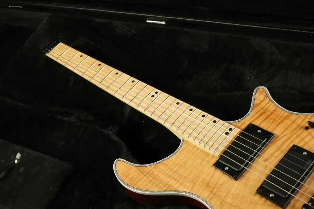 Натуральная электрогитара без головки ГРИФА гитара ra пламенный кленовый гриф