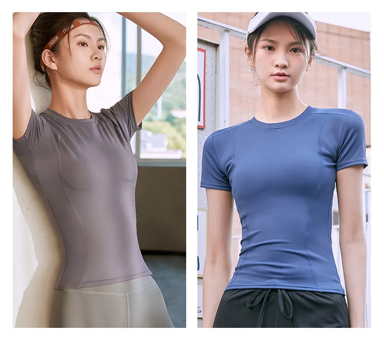 

Fitness Sports Short Sleeve Round Neck Short Sleeve Shirts Women Skin-friendly Breathable Quick Dry Yoga Trainning Running Shirt