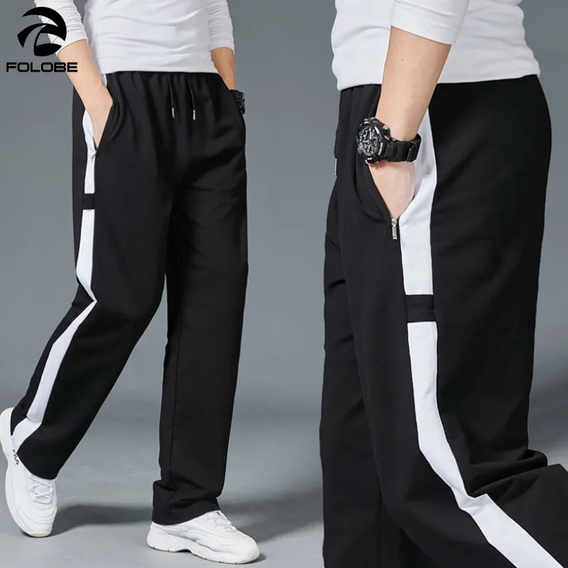 

Мужские хлопковые брюки FOLOBE 2020, повседневные брюки в стиле пэчворк с карманами на молнии, спортивные штаны
