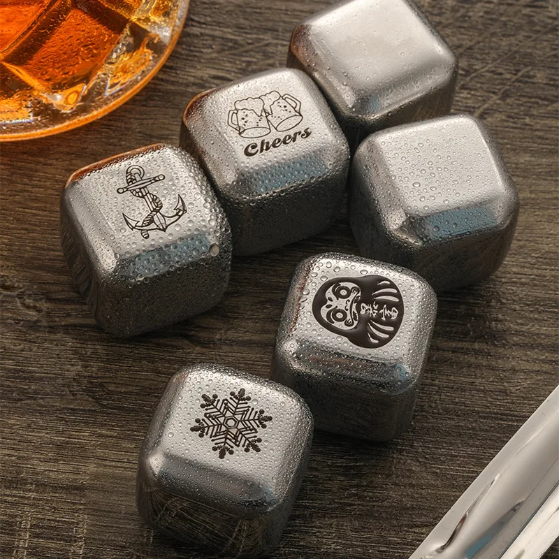 

304 Stainless Steel Ice Cubes Set Reusable Food Grade Cold Whisky Stones Beer Wine Cooling Cube Chilling Rock Party Bar Tool