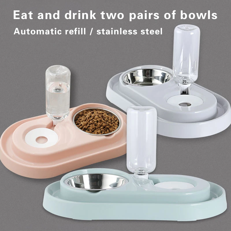 

Bowl for Cat Gatos Dog Food Water Feeder Stainless Steel Pet Drinking Dish Feeder Cat Puppy Feeding Supplies Dog Accessories
