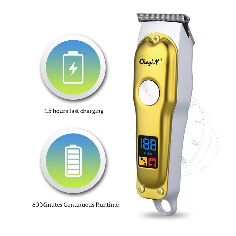 

1.5 Hours Quick Charge Electric Hair Clipper Cordless Hair Trimmer Carbon Steel Blade Hair Cutting Machine Low Noise Barber USB