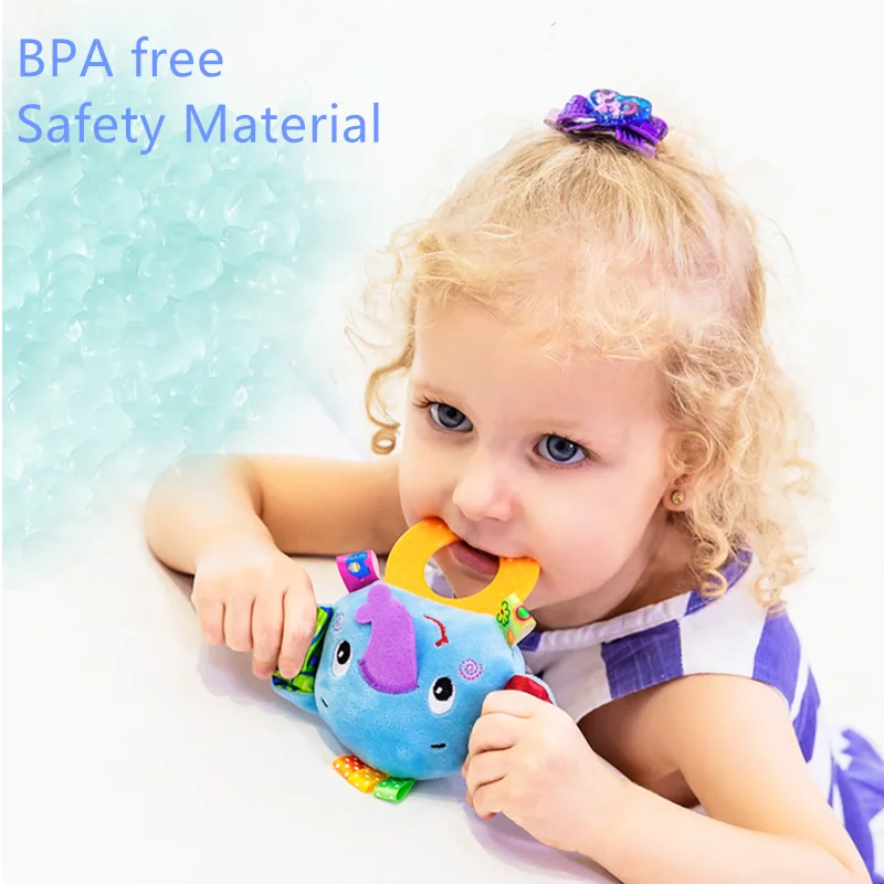 Детские мягкие плюшевые погремушки с пищалкой и прорезывателем игрушки