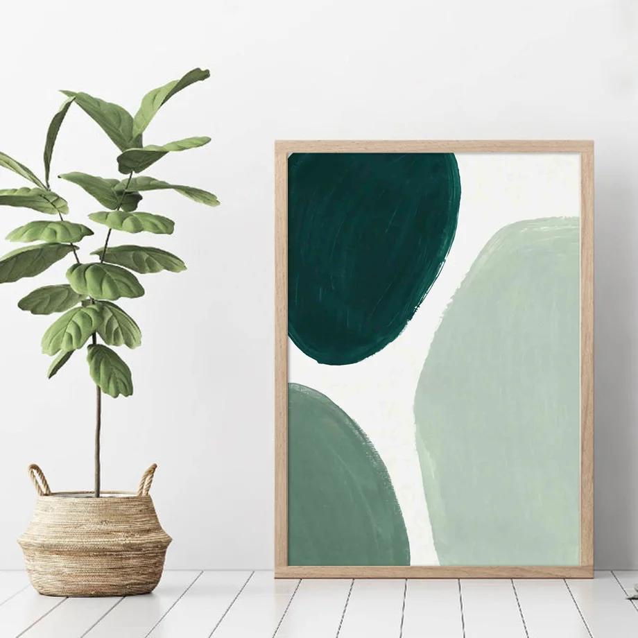 Абстрактная женщина Зеленый блок современная настенная Картина на холсте