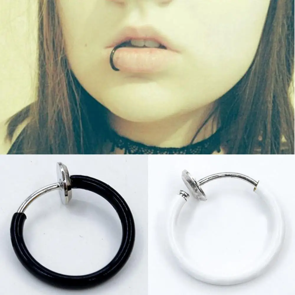 

1PC Punk Rock Ear Clip Cuff Wrap Earrings On Fake Piercing Nose Lip Hoop Rings For Women Men Unisex Punk Clip Ear Chic Jewelry