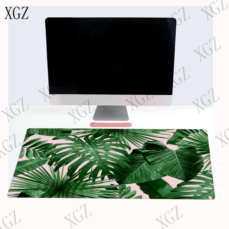 Игровой коврик XGZ с зелеными банановыми листьями большой для клавиатуры и мыши