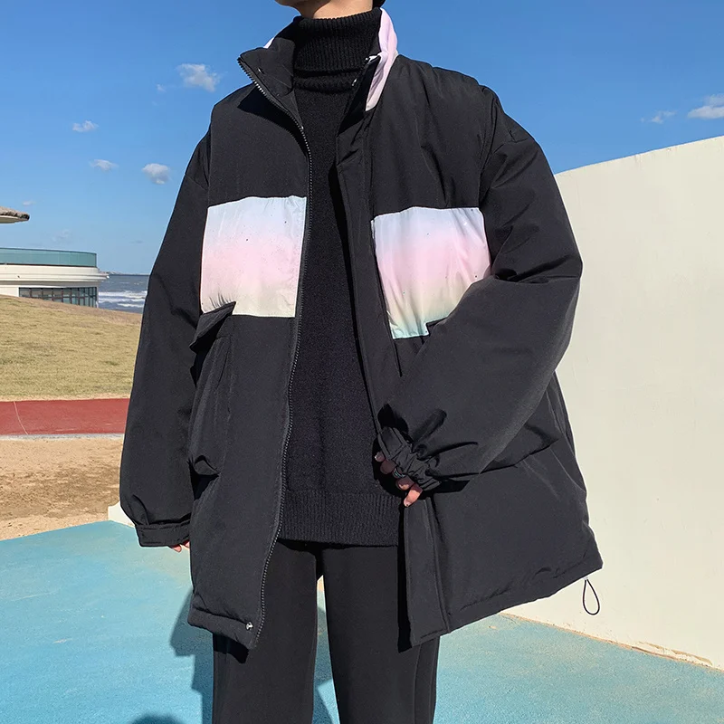 

Зимняя мужская теплая Модная Повседневная куртка с воротником-стойкой, Мужская Уличная одежда в Корейском стиле, свободное короткое пальто...