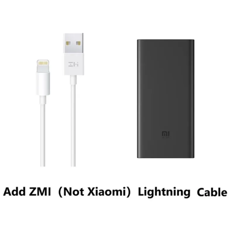 Add Lightning Cable Xiao mi беспроводной внешний аккумулятор 10000 мач PLM11ZM usb type C mi внешний аккумулятор 10000 Qi быстрое беспроводное зарядное устройство портативная зарядка повербанк - Цвет: Add Lightning Cable