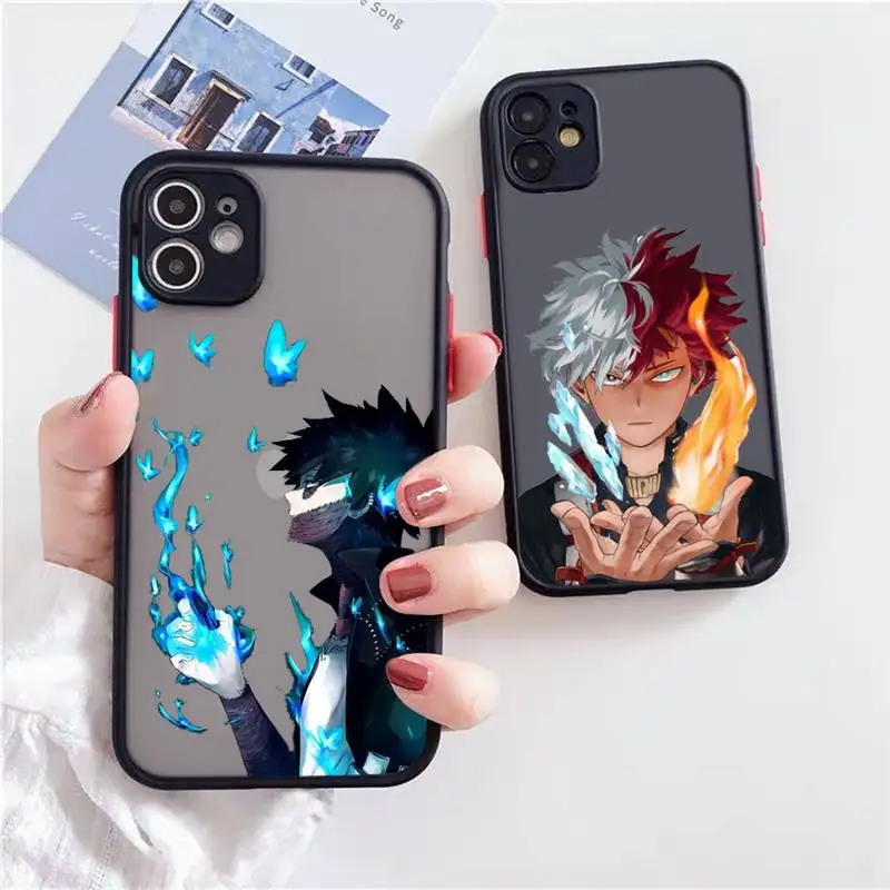 

My hero academia Phone Case Matte Transparent for iPhone 7 8 11 12 s mini pro X XS XR MAX Plus Clear mobile bag soft Funda